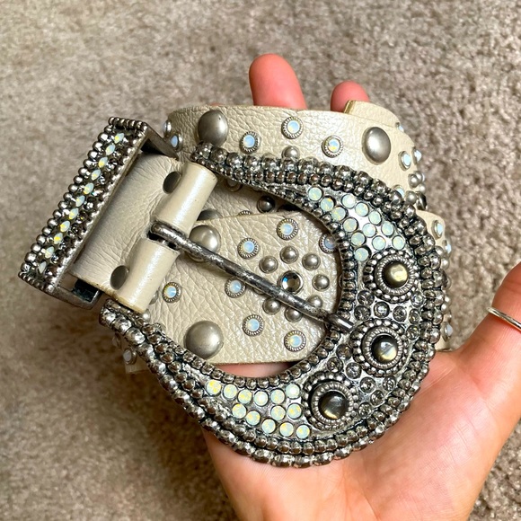 Leatherock Authentic Rhinestone Stone Belt Y2K Big Buckle - Picture 2 of 5